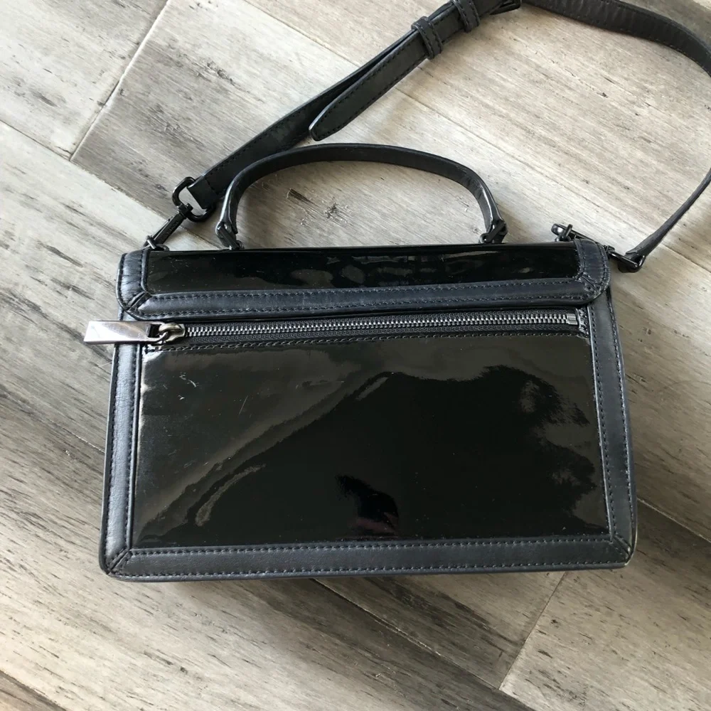 Michael Kors Callie All Black Patent Leather Lambskin Satchel Handbag Crossbody - Picture 5 of 14